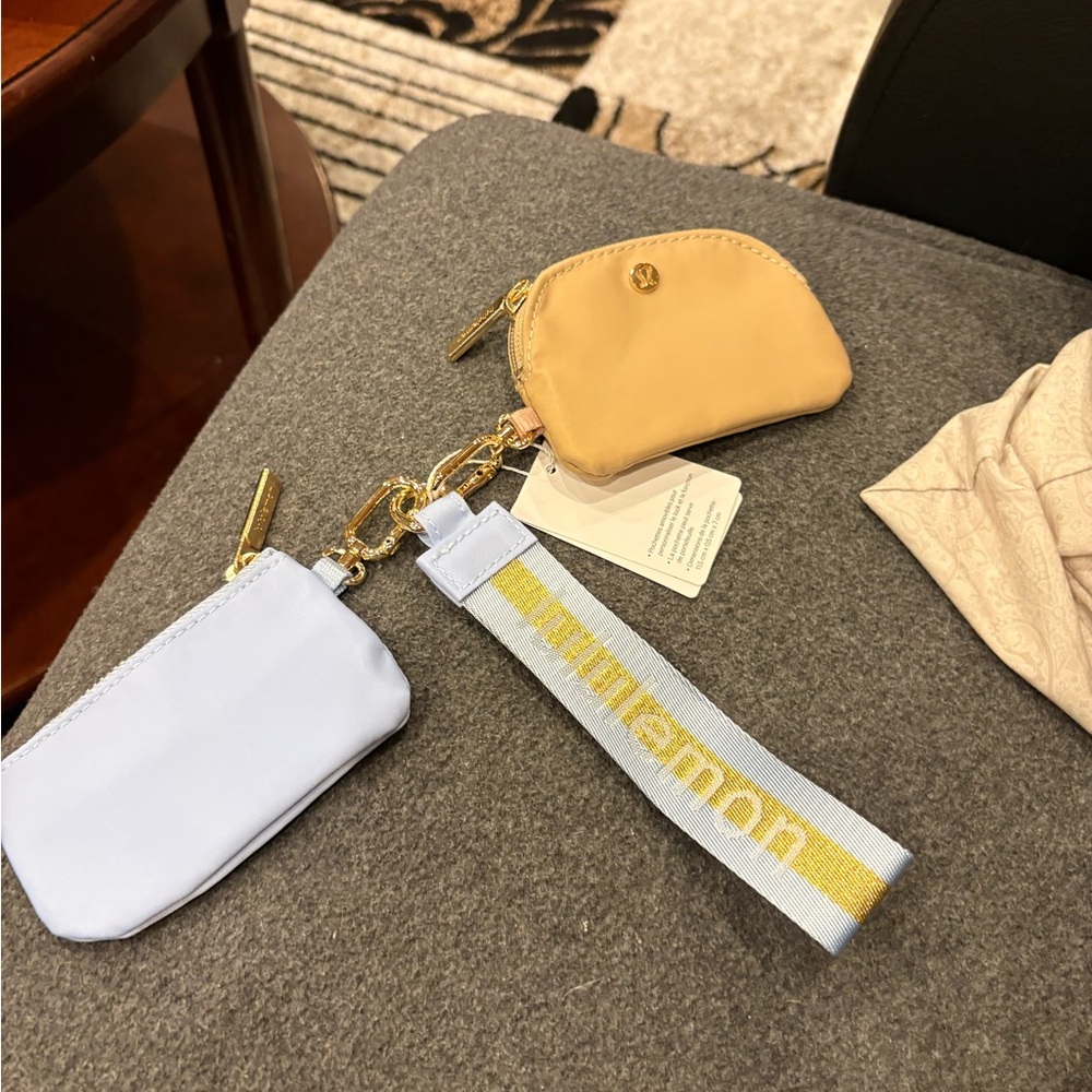 Lululemon Athletica Pouch Set in Gold and Light Blue